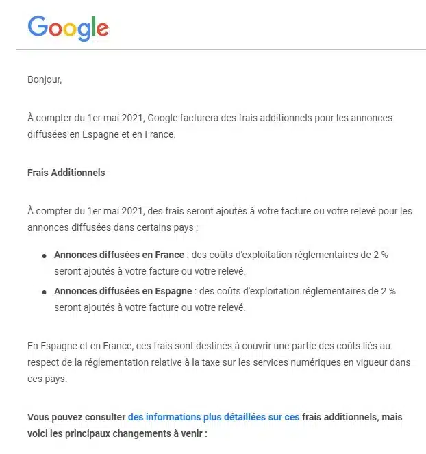 Lire la suite à propos de l’article Nouvelle Taxe Google Ads, Nos experts vous guident