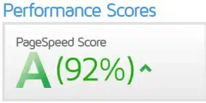 Score GTMetrix après optimisation du cache